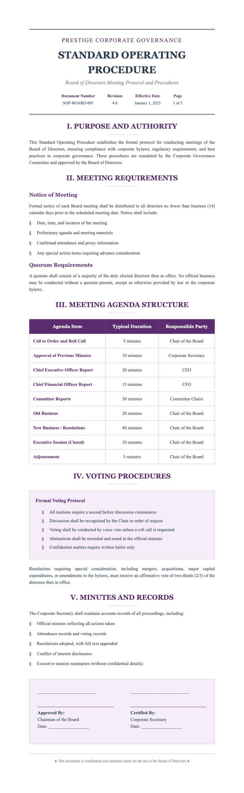 Elegant formal process sop